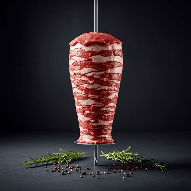 Денер Кебаб говяжий. Кулинарный полуфабрикат мясной из говядины рубленый формованный маринованный «Денер Кебаб говяжий» замороженный.

СТБ 1210-2010
СГ зам - 30 суток не выше -10 гр.