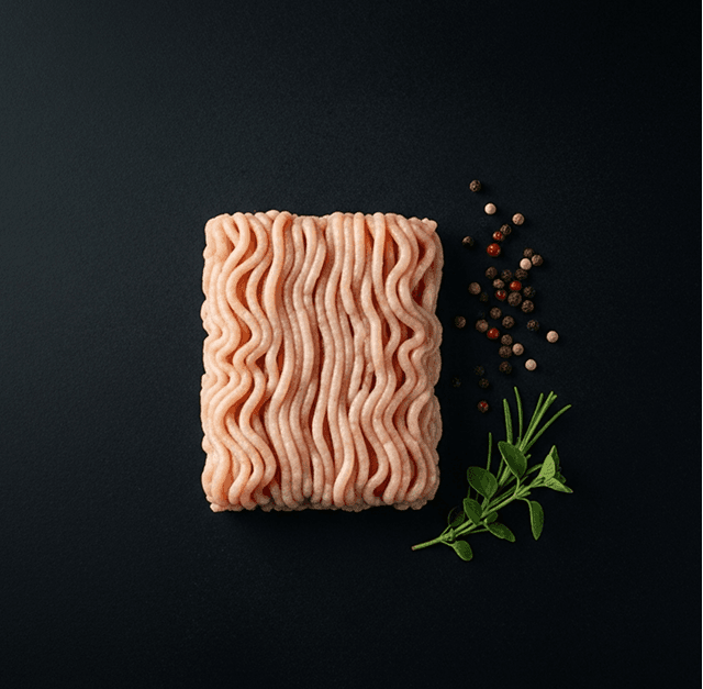 Фарш куриный «Нежный новый» охлажденный. Полуфабрикат рубленый из мяса птицы. Фарш «Нежный новый» замороженный.

ТУ BY 10145777.5209-2024
СГ охл - 6 сут от 1 до 4 гр
СГ охл в вакууме - 7 сут
СГ зам - 3 мес не выше -12 гр.